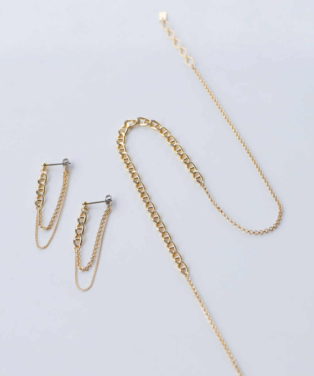 mimi33】【SANPO ONLINE限定】チェーンピアス&ネックレスセット