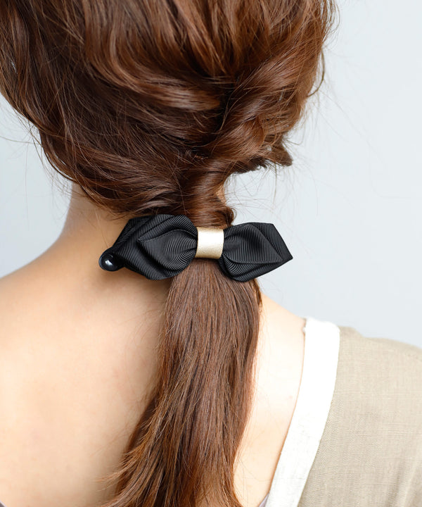 グログランリボンのシンプルバナナクリップ