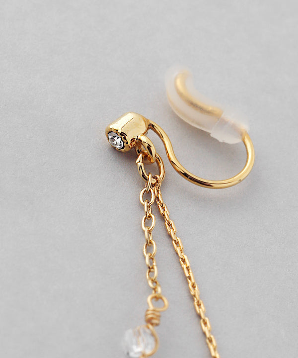 チェーン×連なりビーズイヤリング