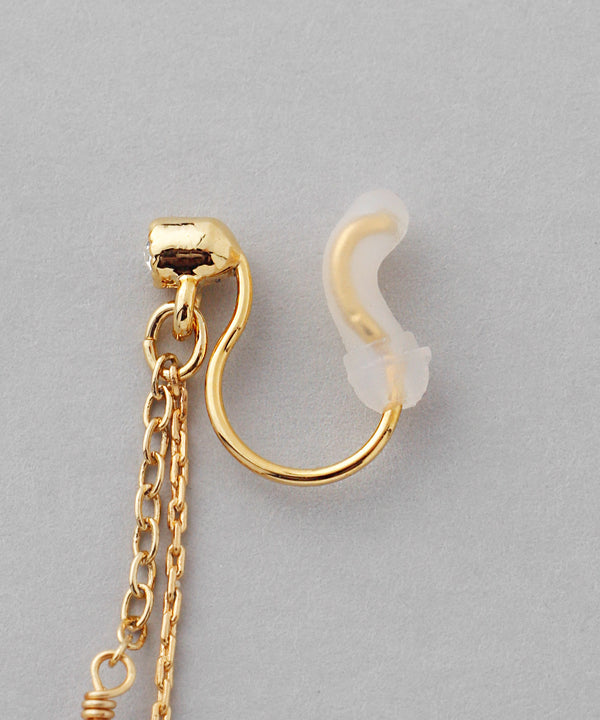 チェーン×連なりビーズイヤリング