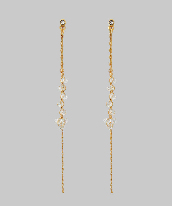 チェーン×連なりビーズイヤリング