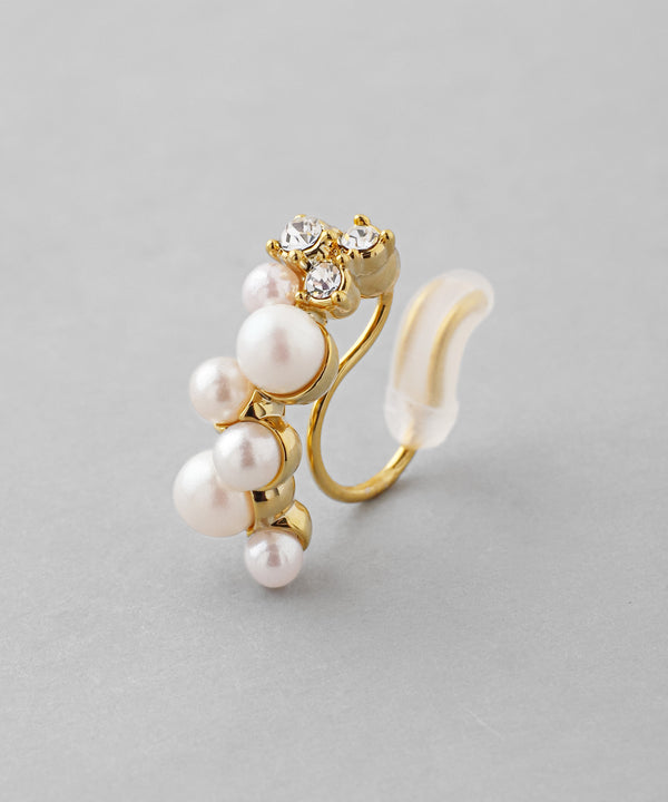 パール×ビジューイヤリング