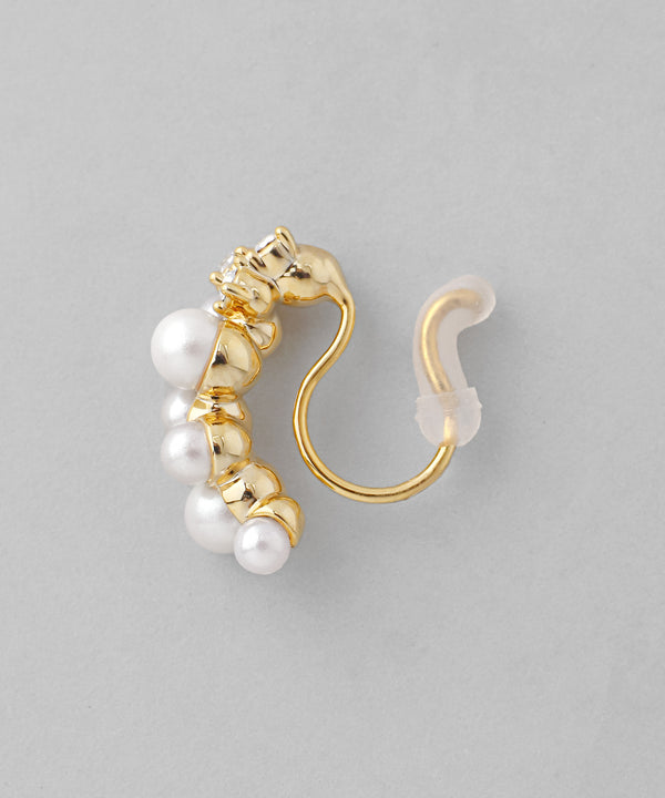 パール×ビジューイヤリング