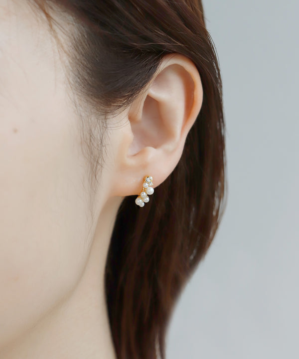 パール×ビジューイヤリング