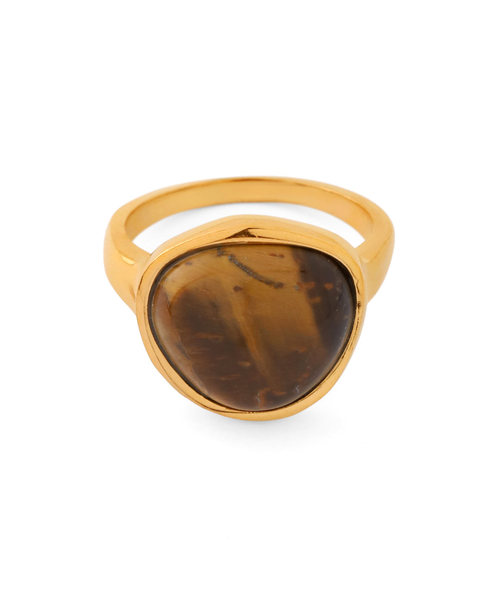 ANEMONE】【ステンレス】天然石メタルリング｜アネモネ・シエナロゼ