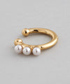 Single pearl x 3-strand pearl ear cuffs (set of 2)
