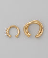 Single pearl x 3-strand pearl ear cuffs (set of 2)