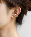 Single pearl x 3-strand pearl ear cuffs (set of 2)