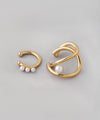 Single pearl x 3-strand pearl ear cuffs (set of 2)