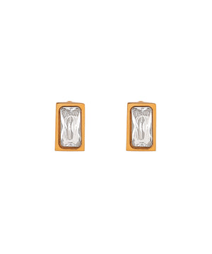 【ステンレス】スクエアビジューピアス