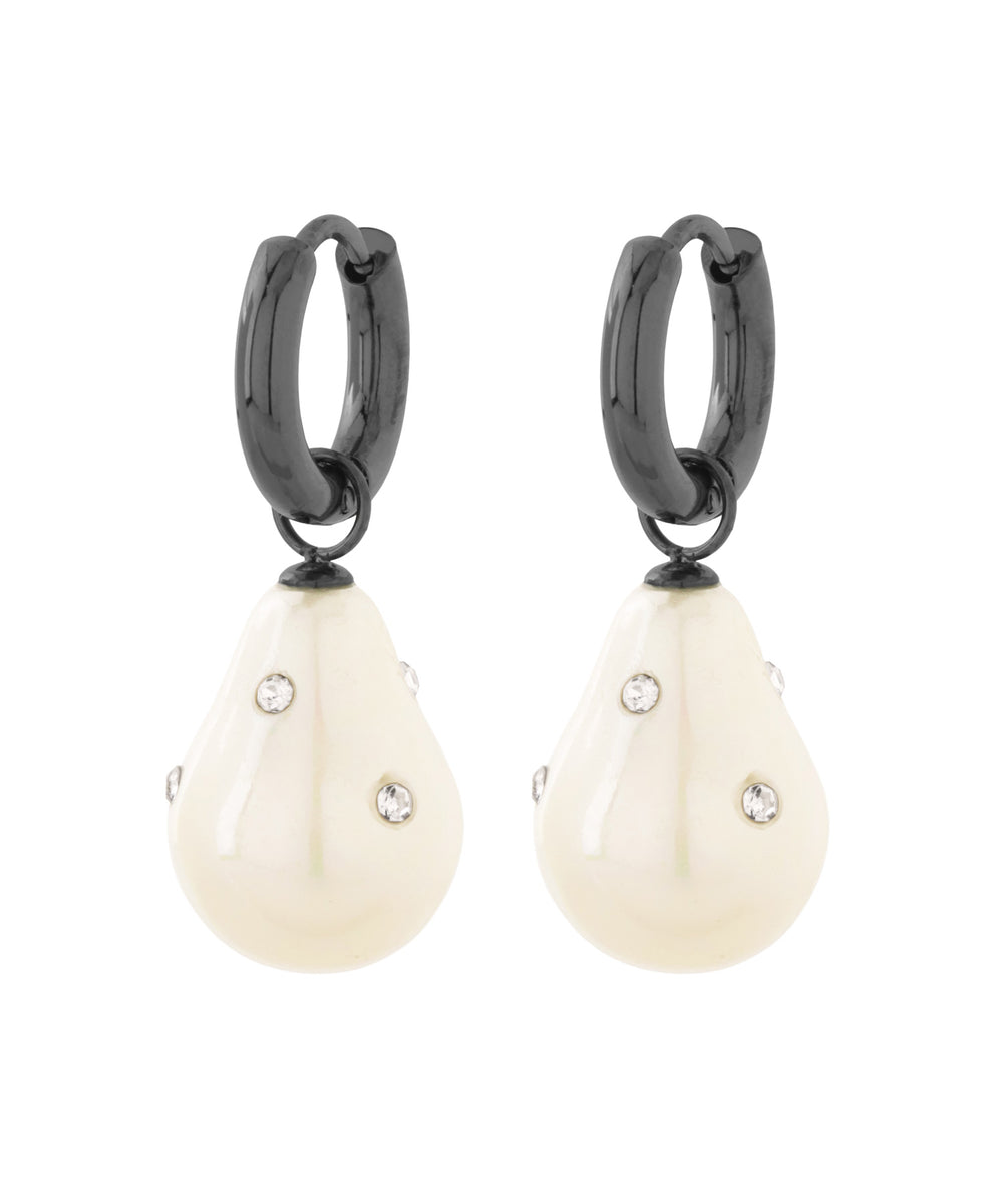 mimi33】ビジュー×パール2WAYフープピアス[ステンレス][Ownideal