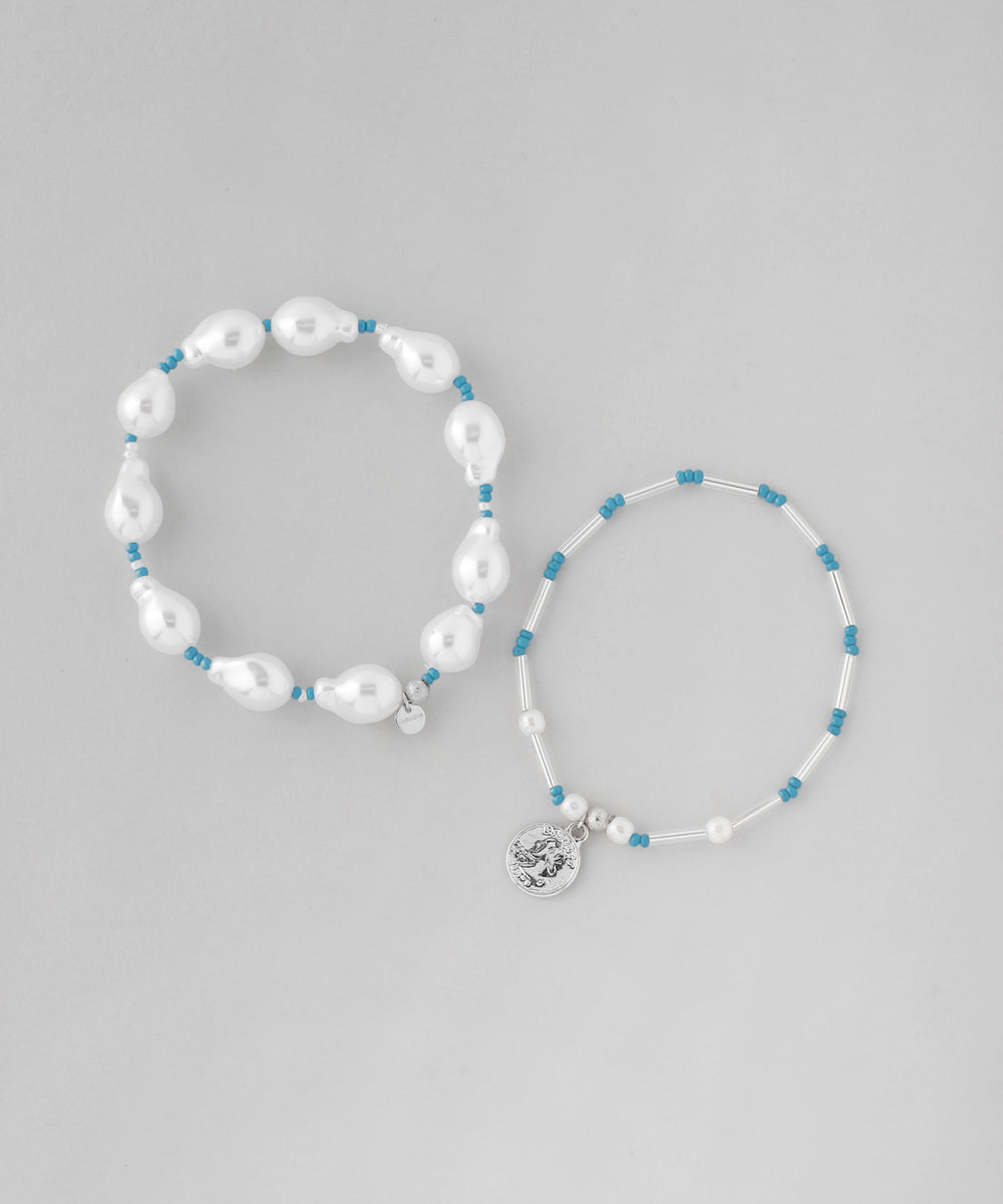 ANEMONE】コインチャーム×カラービーズブレスレット[2本セット]｜SANPO