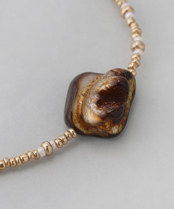 シェルストーンビーズネックレス