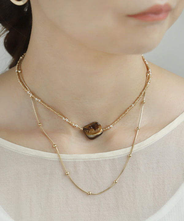 シェルストーンビーズネックレス