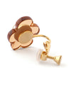 Metal and clear flower earrings