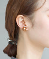Metal and clear flower earrings