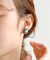 Metal and clear flower earrings