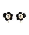 Metal and clear flower earrings