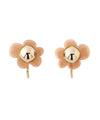 Metal and clear flower earrings