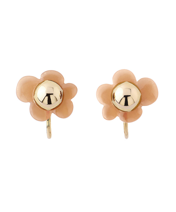 Metal and clear flower earrings