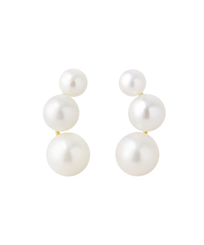 Three pearl 10k gold earrings