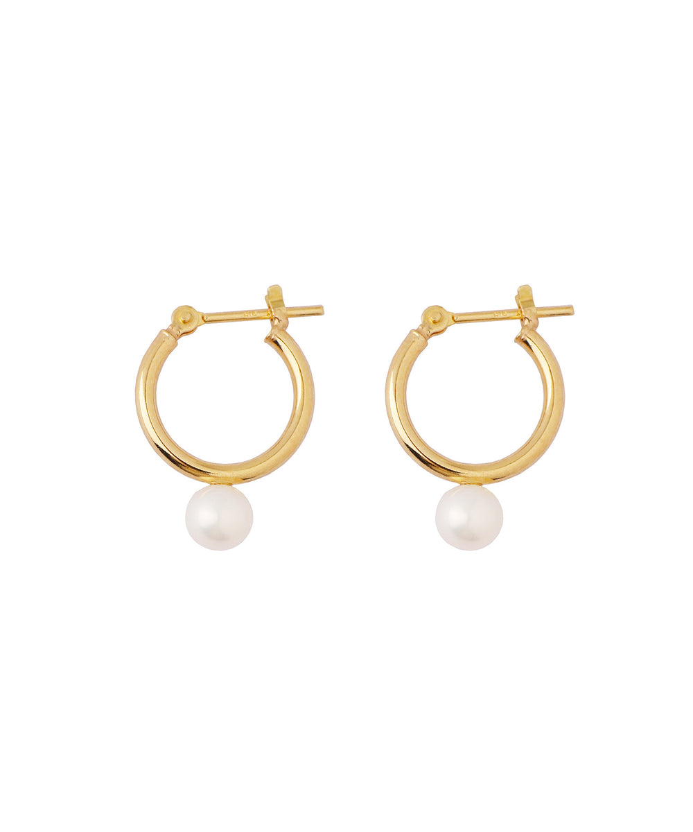 SIENAROSE】パイプフープパールピアス[M]｜アネモネ・シエナロゼ