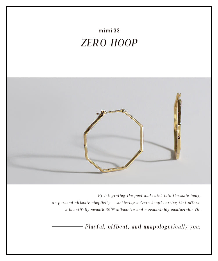 【ZERO HOOP】"ゼロ"を描いたような凹凸のない滑らかな形状のフープピアス