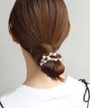 パール×ビーズ編み込みヘアゴム