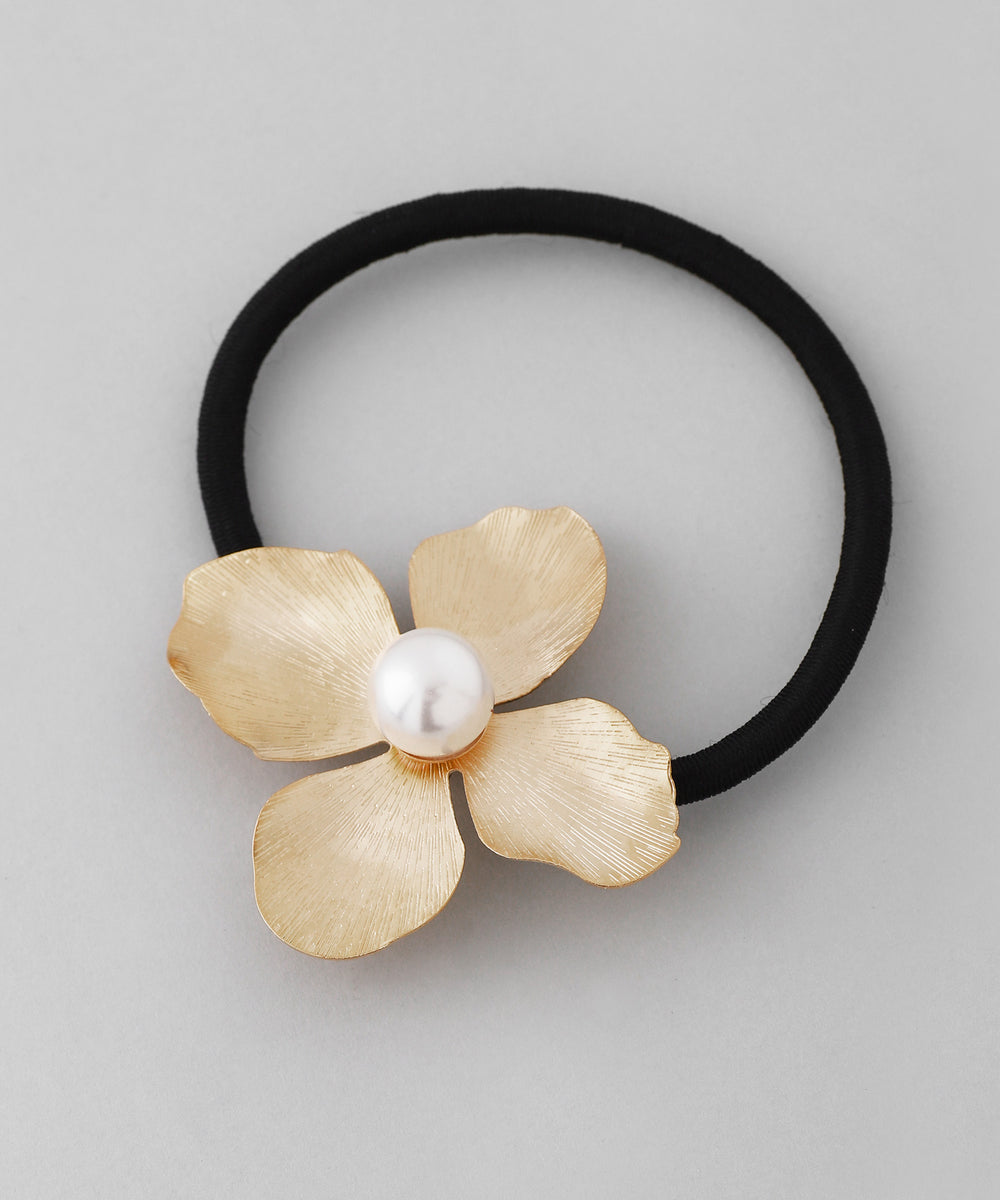 ANEMONE】パール×メタルフラワーヘアゴム｜アネモネ・シエナロゼ