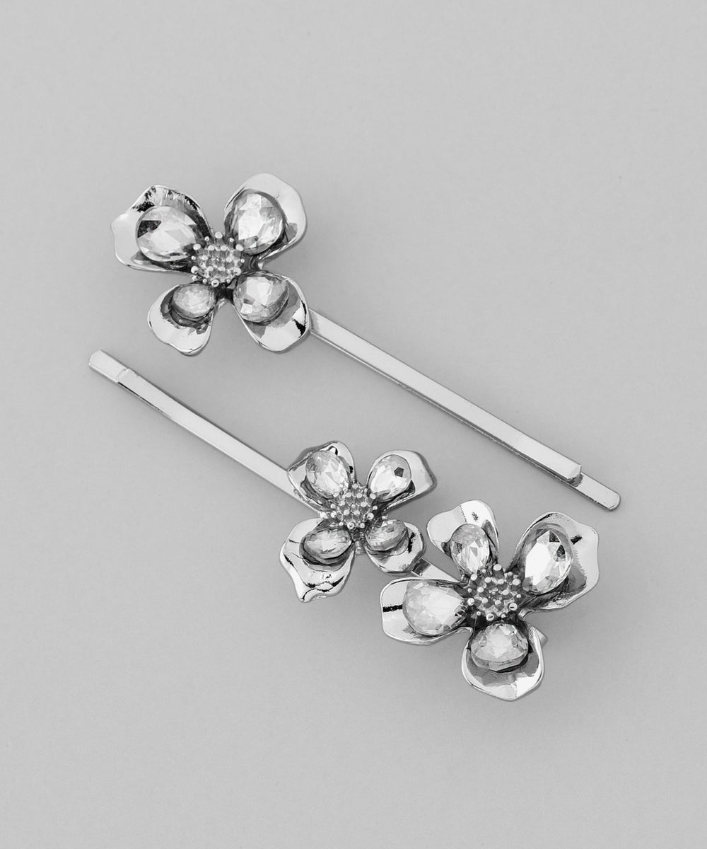 ANEMONE】ビジュー×メタルフラワーヘアピン[2本セット]｜SANPO