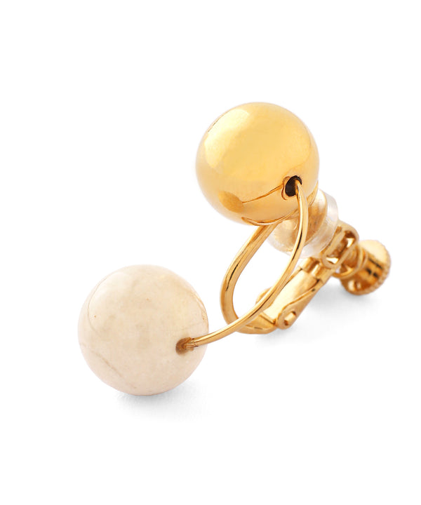 天然石カーブラインイヤリング