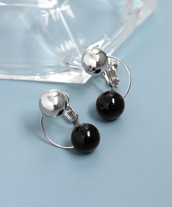 天然石カーブラインイヤリング