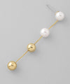 Pearl x Metal Sphere Long Earrings