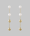 Pearl x Metal Sphere Long Earrings