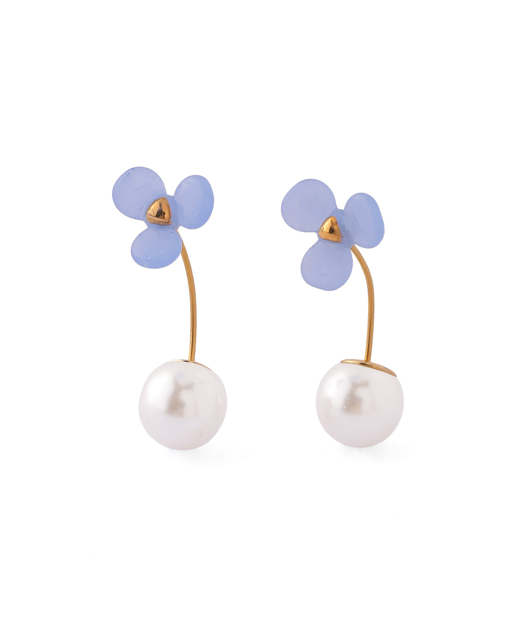 ANEMONE】フラワー×パールバックキャッチピアス｜アネモネ・シエナロゼ