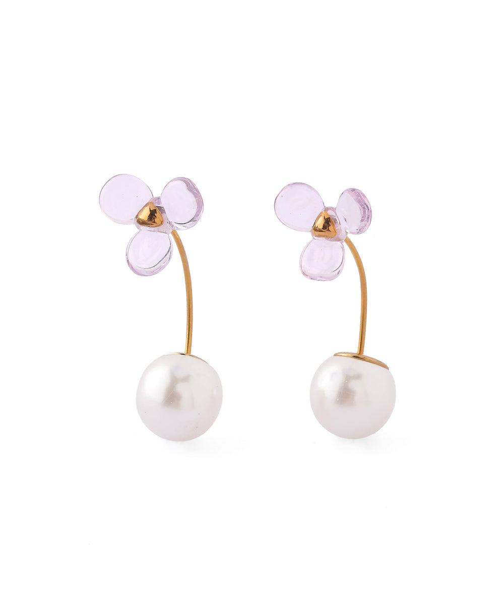 ANEMONE】フラワー×パールバックキャッチピアス｜アネモネ・シエナロゼ