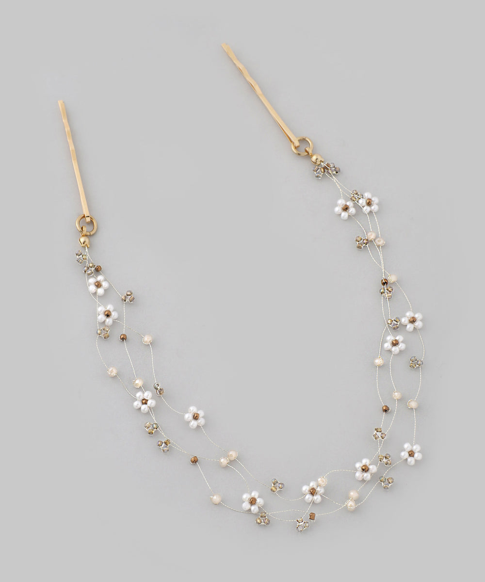 ANEMONE】ビーズフラワーバインヘッドドレス｜アネモネ・シエナロゼ