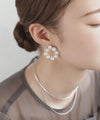 パール×メタルビーズピアス