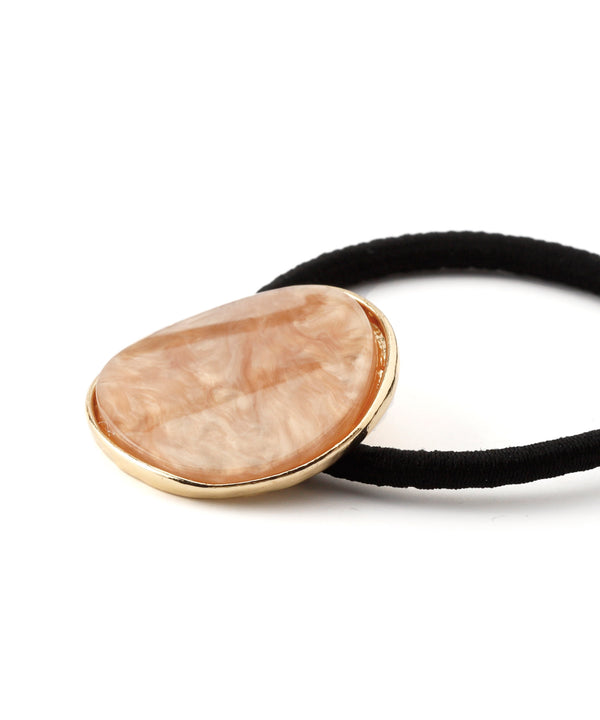 ふち取りゴールドのマーブルプレートヘアゴム