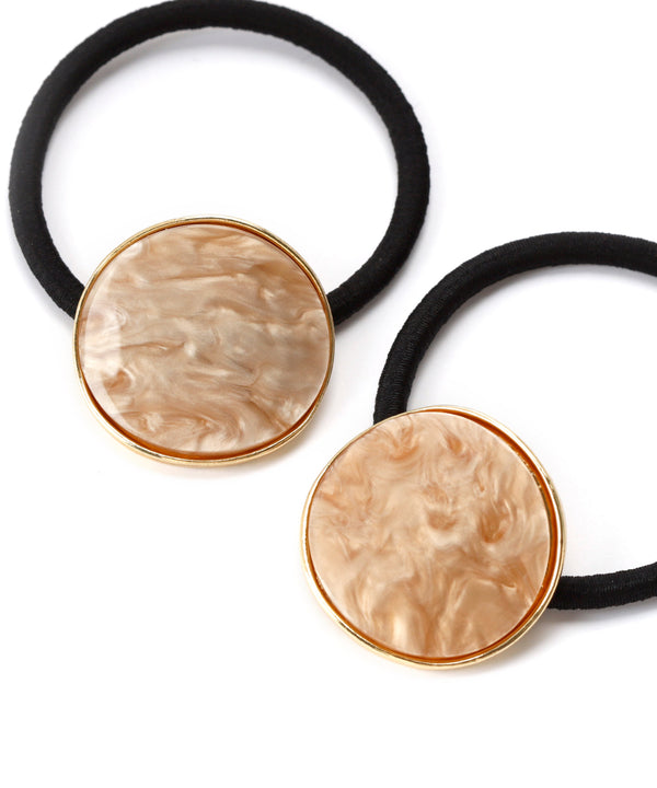 ふち取りゴールドのマーブルプレートヘアゴム