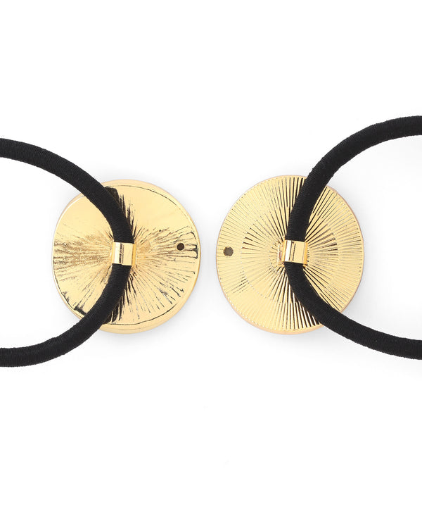 ふち取りゴールドのマーブルプレートヘアゴム