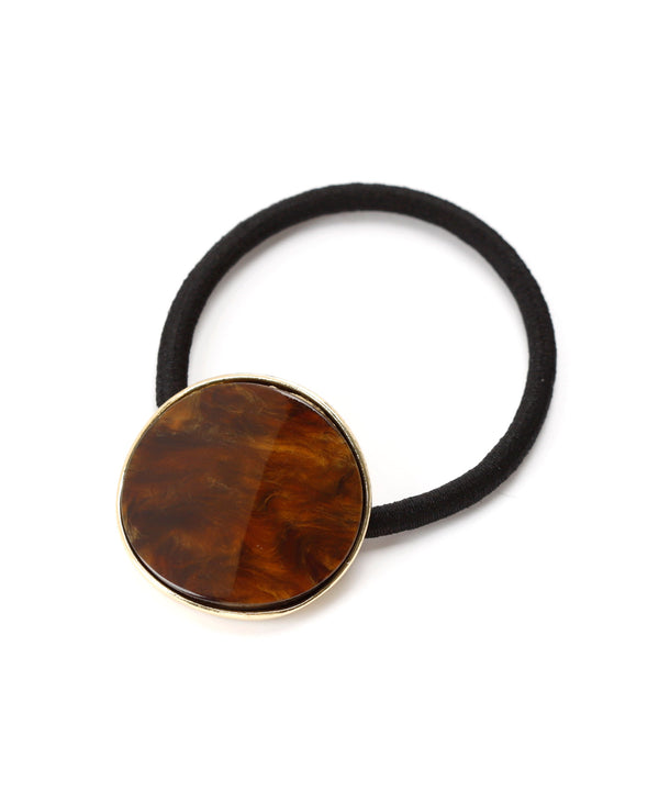 ふち取りゴールドのマーブルプレートヘアゴム