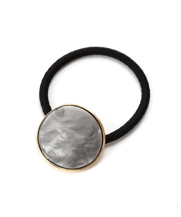 ふち取りゴールドのマーブルプレートヘアゴム