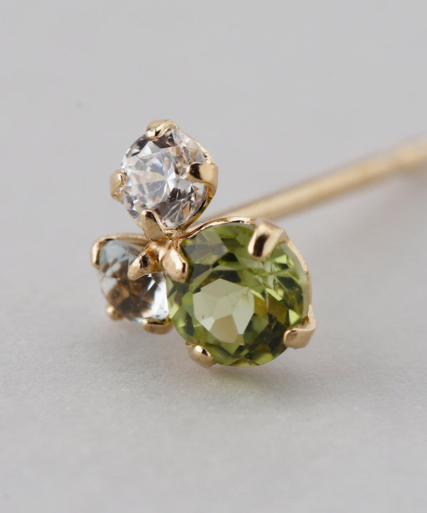 天然石とジルコニアのピアス[K10]