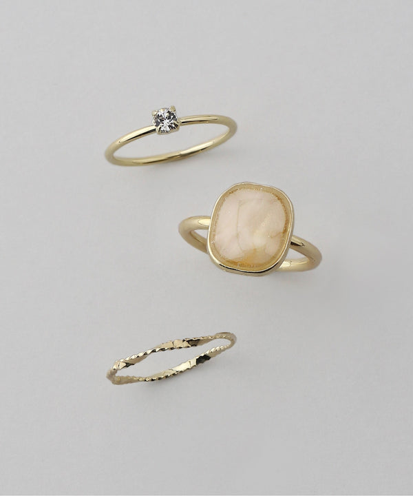 マーブルカラープレートリング［3本セット］