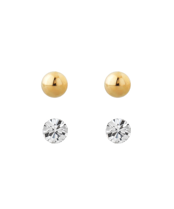 ビジュー×メタルスフィアピアス[2ペアセット]