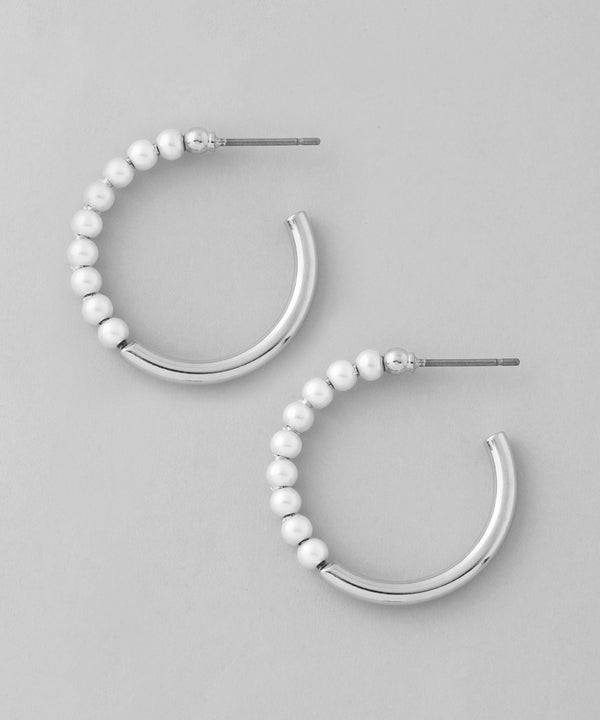 パール×メタルフープピアス