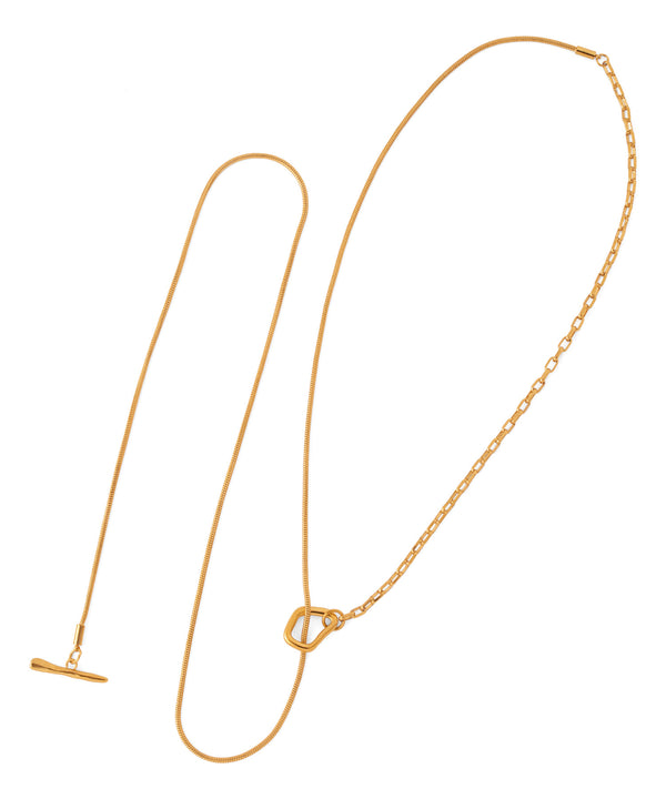 Combination Chain Lariat Necklace [Stainless Steel] [Ownideal]