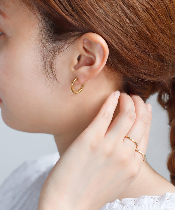 Stainless steel metal hoop earrings [diameter 17mm]