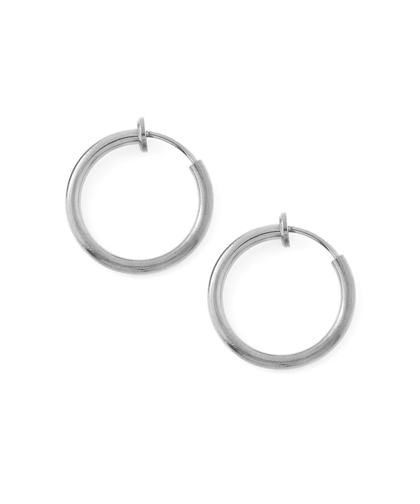 Stainless steel metal hoop earrings [diameter 17mm]